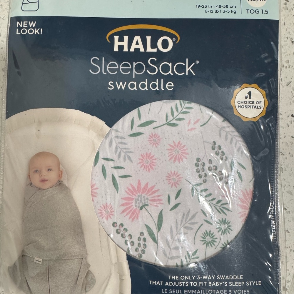 Halo SleepSack Swaddle with Pink and Green Floral Pattern
